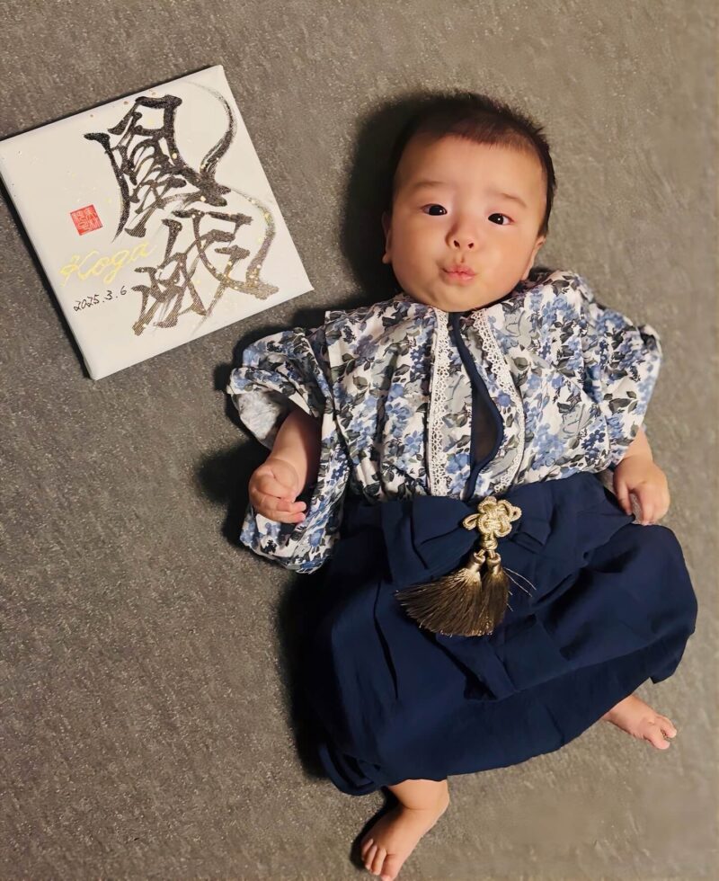 ニューボーンフォトとおしゃれな凰峨くん命名書